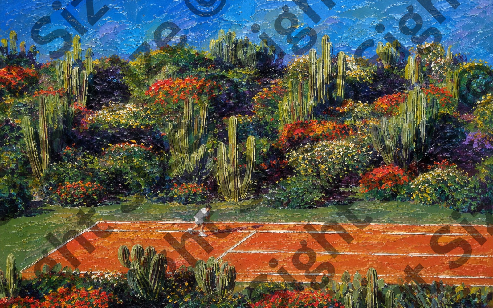 “Clay Among Cactus”, an oil painting from the Court & Field collection.
