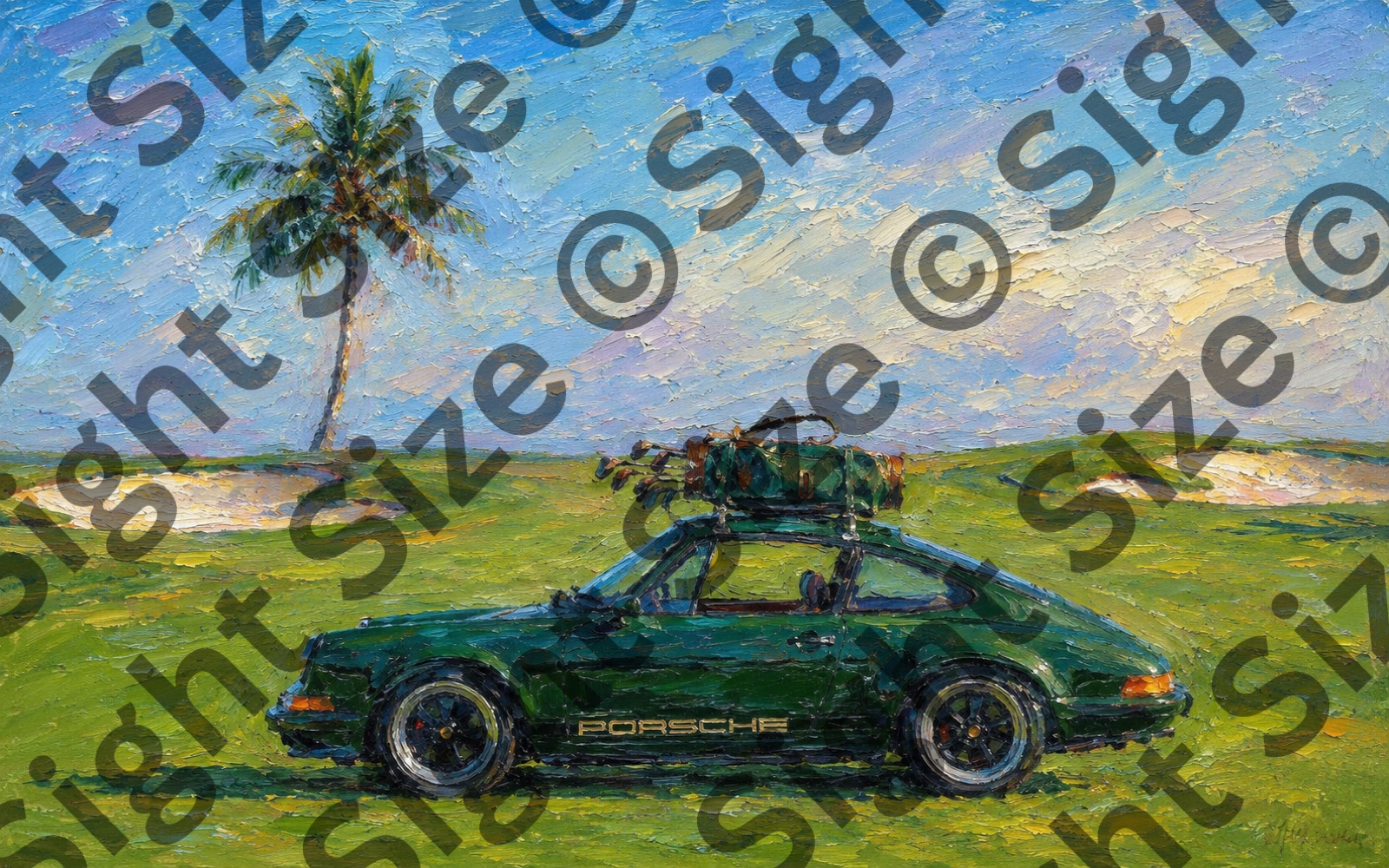 “Green 911”, an oil painting from the Motors collection.