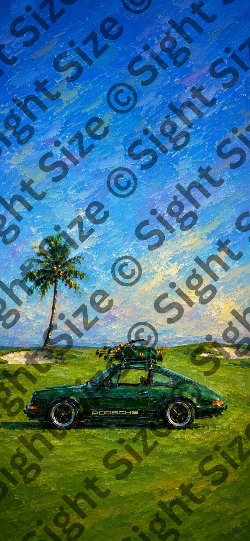 “Green 911”, an oil painting from the Motors collection.