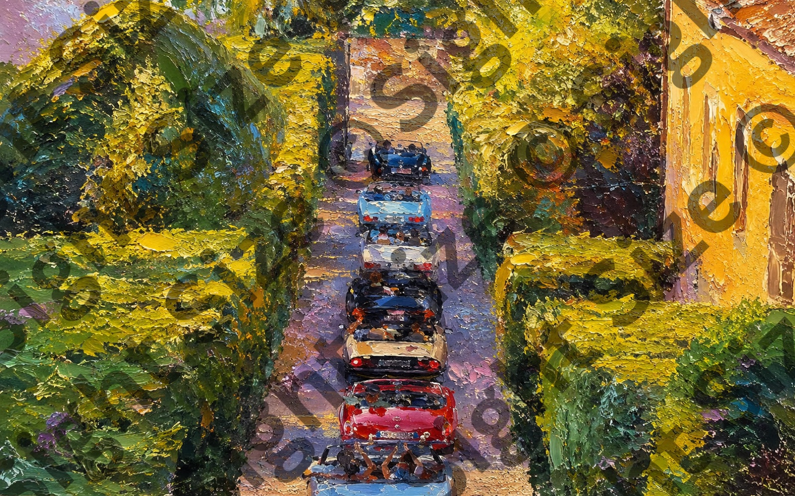 “The Hedge Road”, an oil painting from the Motors collection.
