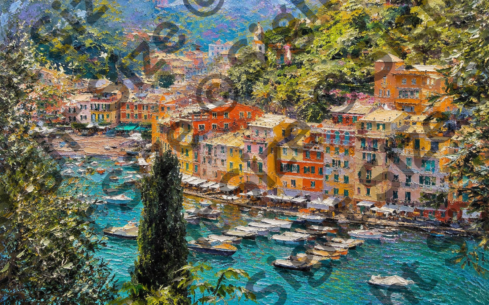 “Portofino, Morning”, an oil painting from the Riviera collection.