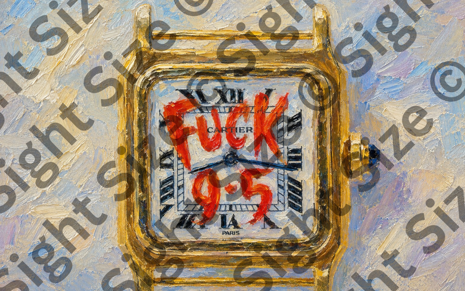 “Nine to Five”, an oil painting from the Small Rebellions collection.